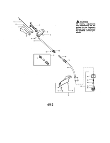 Drive Shaft/Shield/Handle Diagram and Parts List for FL20C Type 1 Weed Eater Trimmer